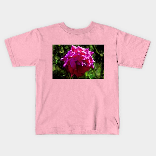 Shiny Pink Rose Kids T-Shirt by mavicfe